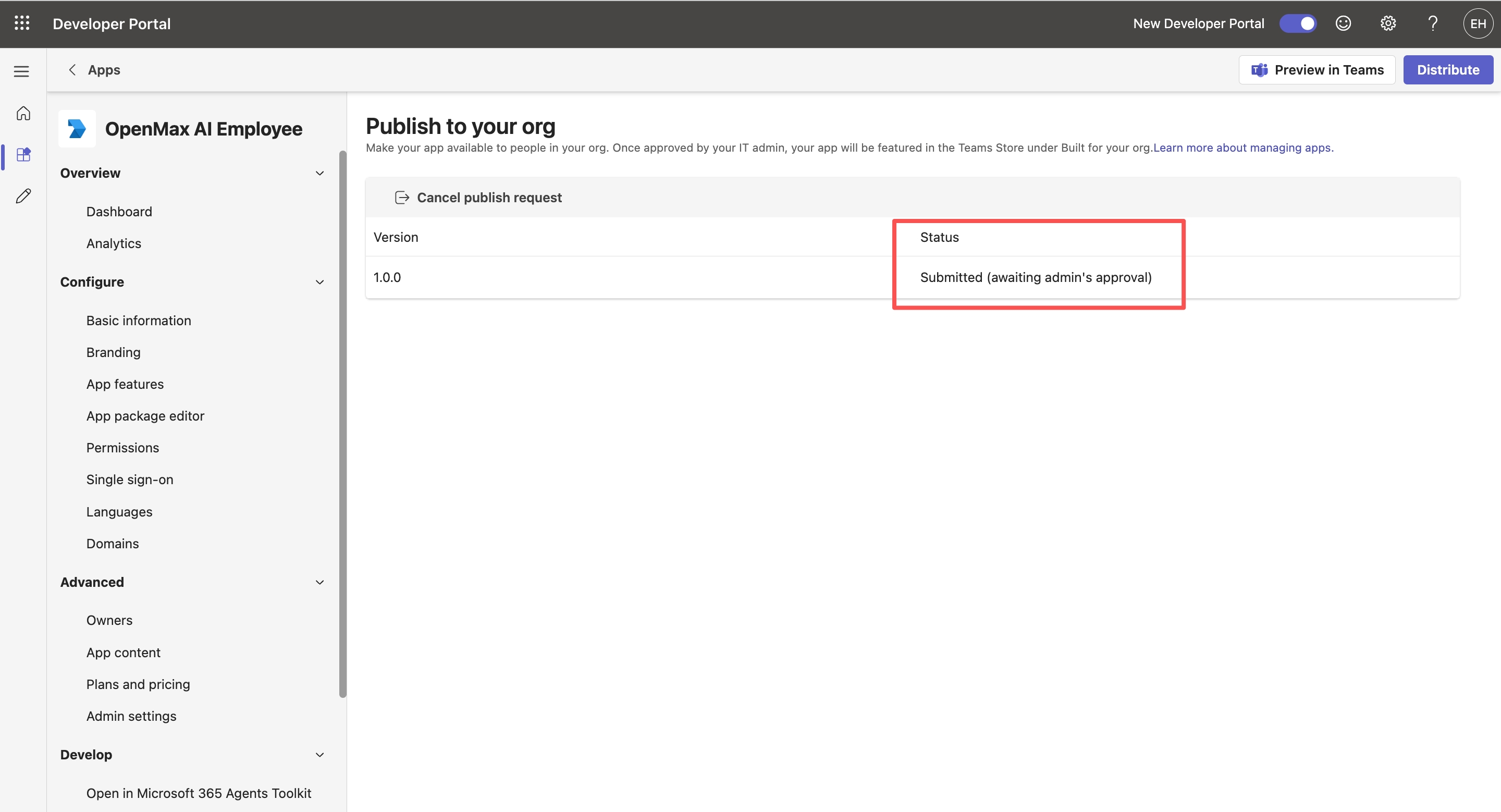 Submitted — awaiting the admin's approval